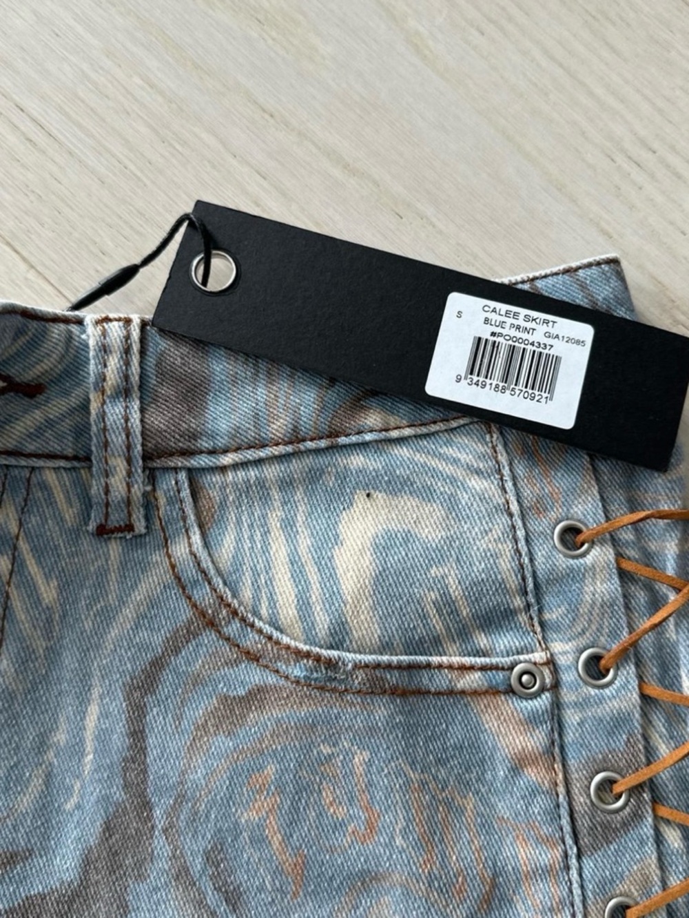I.AM.GIA Lace-Up Denim Skirt